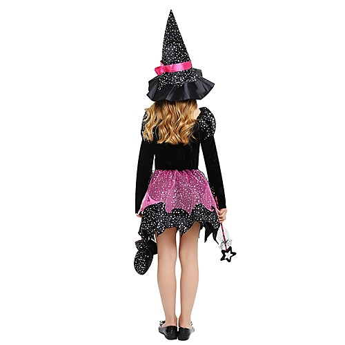 фото Ведьма костюм девочки детские хэллоуин хэллоуин карнавал день детей фестиваль / праздник полиэстер инвентарь черный однотонный halloween Lightinthebox
