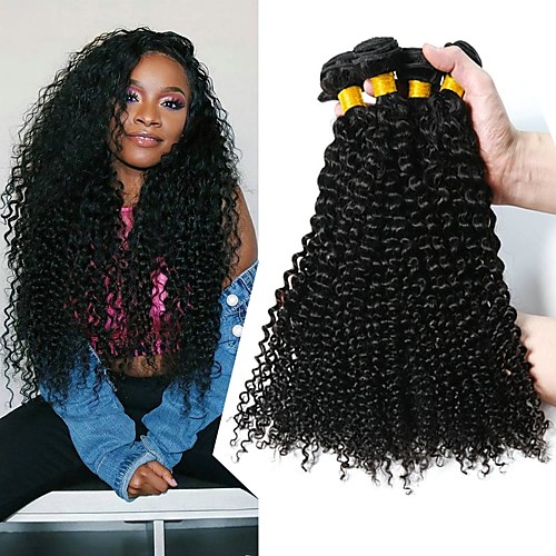 

4 Bundles Brazilian Hair Curly Human Hair Natural Color Hair Weaves / Hair Bulk Extension 8-28 inch Black Natural Color Human Hair Weaves Classic Best Quality Hot Sale Human Hair Extensions / 8A