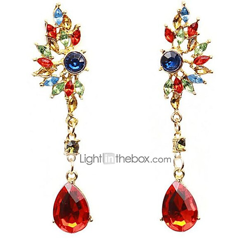 

Women's Crystal Drop Earrings Hanging Earrings Pear Cut Chandelier Wings Ladies Cubic Zirconia Imitation Diamond Earrings Jewelry Red / Green For