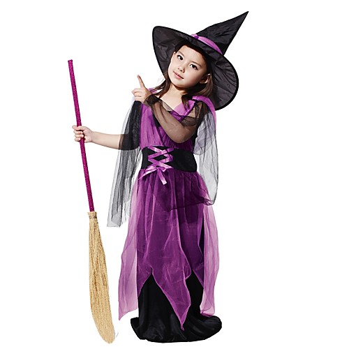 фото Ведьма костюм детские девочки хэллоуин хэллоуин карнавал день детей фестиваль / праздник полиэстер лиловый мужской карнавальные костюмы однотонный halloween Lightinthebox