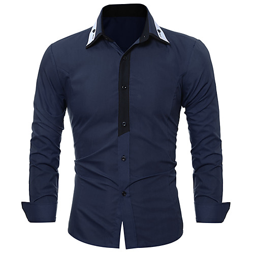 

Men's Daily Work Business / Basic Shirt - Solid Colored Blue