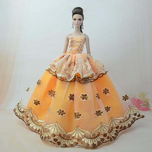 

Платья Платье Для Barbiedoll Золотой с желтым Тюль / Кружево / Шелково-шерстяная ткань Платье Для Девичий игрушки куклы