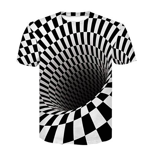 

Men's Daily Club Basic / Street chic T-shirt - 3D Black & White, Print Round Neck White / Short Sleeve / Summer