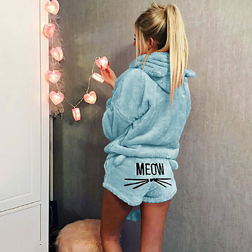 

Women's Hooded / Turtleneck Suits Pajamas Solid Colored / Letter