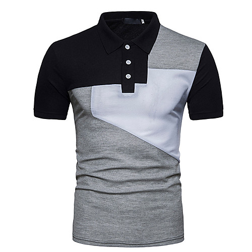 

Men's Daily Weekend Basic / Street chic Polo - Color Block Black