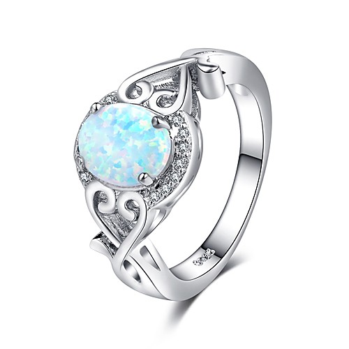 

Women's Ring Opal 1pc Silver Resin Copper Platinum Plated Ladies Romantic Fashion Date Valentine Jewelry Stylish Love Fireworks Lovely / Imitation Diamond