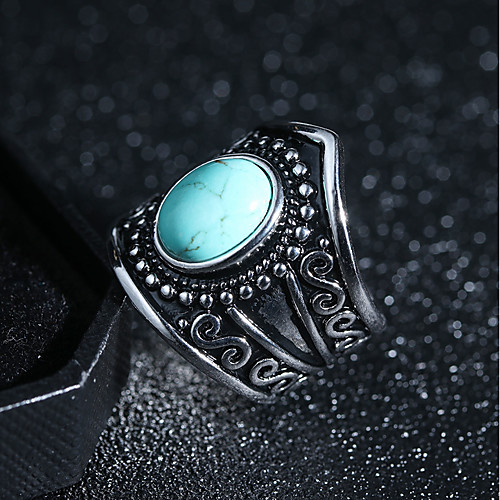 

Women's Statement Ring Ring Turquoise Obsidian 1pc Black Light Green Copper Silver-Plated Ladies Vintage Punk Professional Festival Jewelry Vintage Style Solitaire Creative Cool