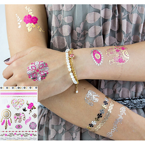 

3 pcs Temporary Tattoos Eco-friendly / New Design Body / brachium / Wrist Water-Transfer Sticker Metallic Tattoo / Metallic jewelry tattoos / Decal-style temporary tattoos