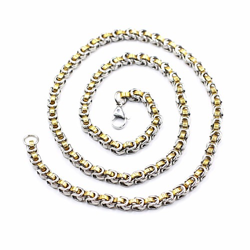 

Men's Necklace Long Necklace Two tone Byzantine Simple Classic Titanium Steel Steel Stainless GoldenSilver 60 cm Necklace Jewelry 1pc For Street Going out
