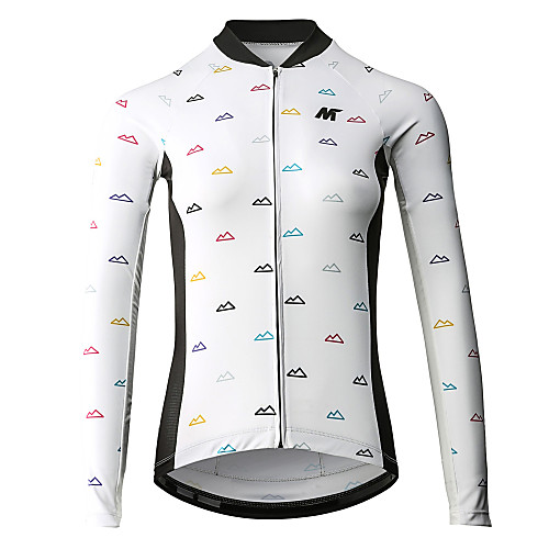 

Mysenlan Women's Long Sleeve Cycling Jersey Winter Polyester White Black Bike Jersey Top Mountain Bike MTB Road Bike Cycling Sports Clothing Apparel / YKK Zipper