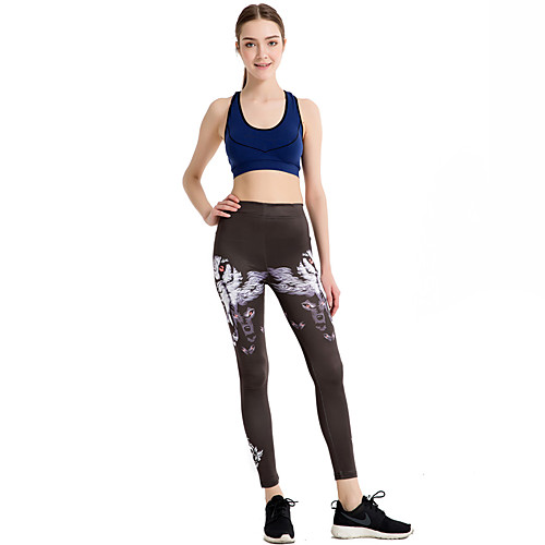 

Women's Sports / Yoga Sporty / Basic Legging - Print / Skull, Print Mid Waist Brown One-Size