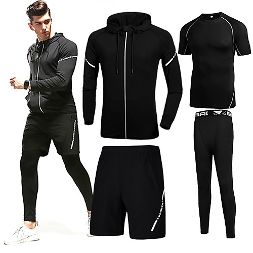 

Men's Spandex Tracksuit Workout Shirt 4pcs Winter Running Fitness Gym Workout Lightweight Windproof Quick Dry Sportswear Plus Size Tee / T-shirt Hoodie Leggings Long Sleeve Activewear Stretchy Slim