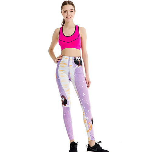 

Women's Sports / Yoga Sporty / Basic Legging - Print / Color Block, Print Mid Waist Purple One-Size