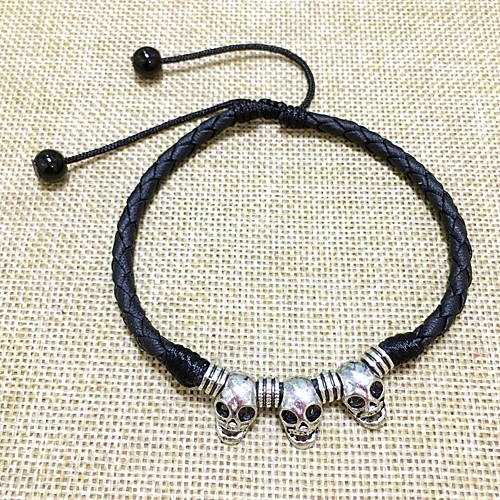 

Men's Ankle Bracelet Braided Skull Ladies Stylish Leather Anklet Jewelry Black / Red For Daily