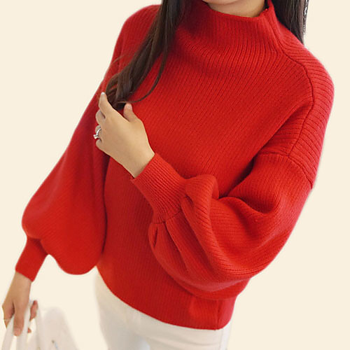 

Жен. Повседневные Классический Однотонный Длинный рукав Обычный Пуловер, Круглый вырез Осень Красный / Серый / Хаки Один размер