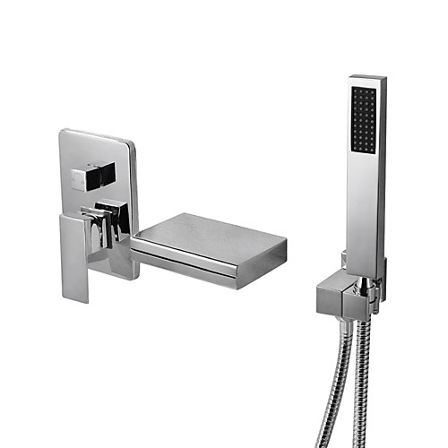 

Смеситель для ванны - Современный Хром На стену Медный клапан Bath Shower Mixer Taps / Латунь / Одной ручкой три отверстия