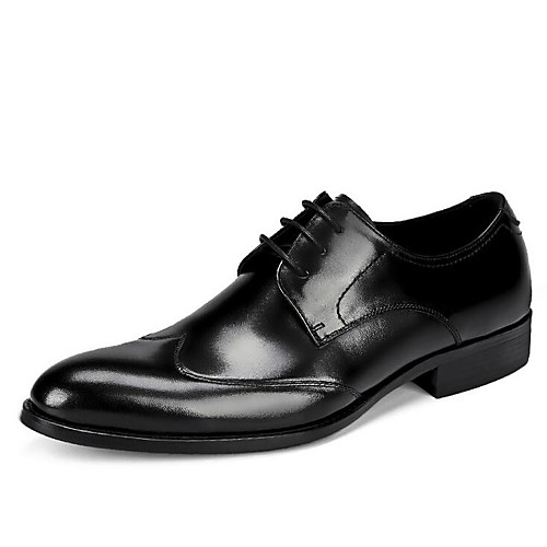 

Муж. Официальная обувь Кожа Весна Туфли на шнуровке Черный / Винный