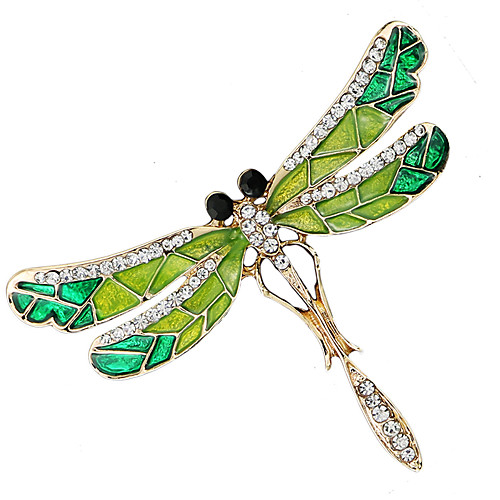 

Women's Cubic Zirconia Brooches Stylish Tennis Chain Creative Dragonfly Luxury Baroque Fashion Brooch Jewelry Green For Wedding Daily