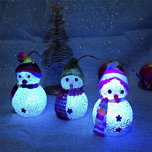 

2 шт. Рождественские украшения изменение цвета из светодиодов снеговик новогодние украшения настроение лампы рождественская елка декора
