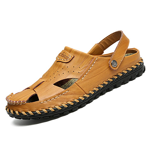 

Муж. Комфортная обувь Кожа Лето Сандалии Черный / Желтый / Коричневый