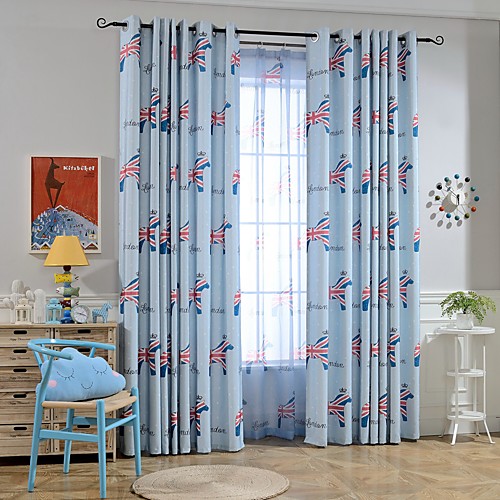 

Two Panel Children's Room Cartoon Style Wooden Horse Printing Curtains