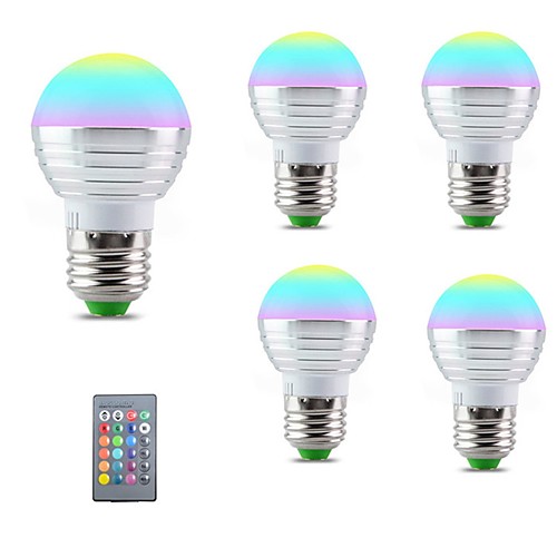 

5 шт. 3 W 250 lm E14 E26 / E27 Круглые LED лампы 1 Светодиодные бусины SMD 5050 Smart Диммируемая На пульте управления RGBW 85-265 V