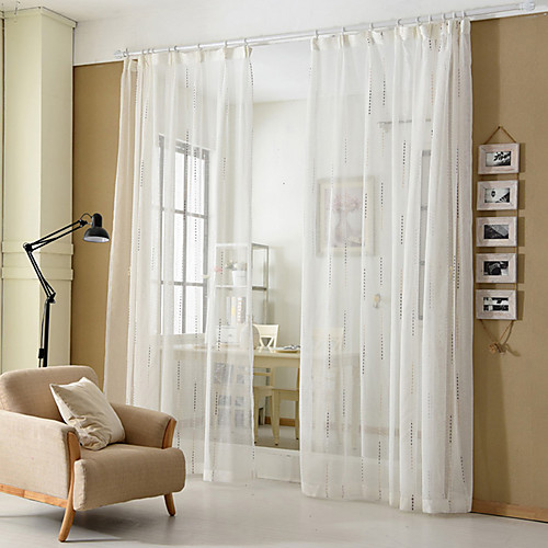 

Sheer Curtains Shades Two Panels Bedroom Stripe Polyester Jacquard