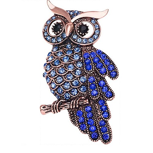 

Women's Brooches Stylish Owl Ladies Stylish Classic Rhinestone Brooch Jewelry Blue For Daily