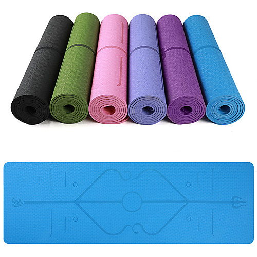 фото Коврик для йоги 183610.6 cm экологичные, многофункциональный, антипробуксовочная tpe строка позиции для йога / пилатес / аэробика и фитнес розовый, фиолетовый, темно-лиловый: Lightinthebox