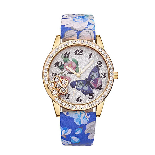 

Жен. Наручные часы Diamond Watch Кварцевый Кожа Черный / Синий / Красный Повседневные часы Аналоговый Дамы Бабочка Мода - Синий Розовый Светло-Зеленый