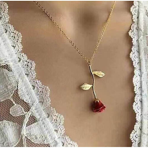 

Women's Pendant Necklace Y Necklace Classic Stylish Roses Ladies Dangling Romantic Fashion Alloy Silver Red Rose Gold 51 cm Necklace Jewelry 1pc For Going out Valentine