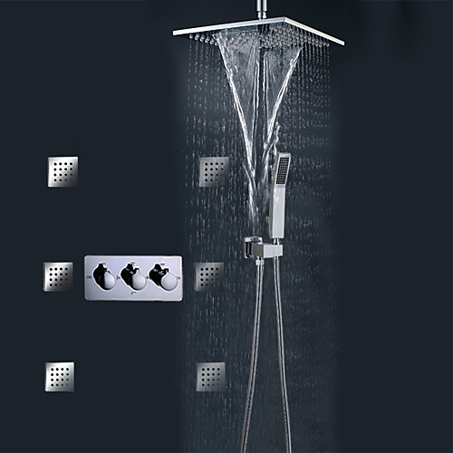 

Смеситель для душа - Современный Хром На стену Керамический клапан Bath Shower Mixer Taps / Латунь
