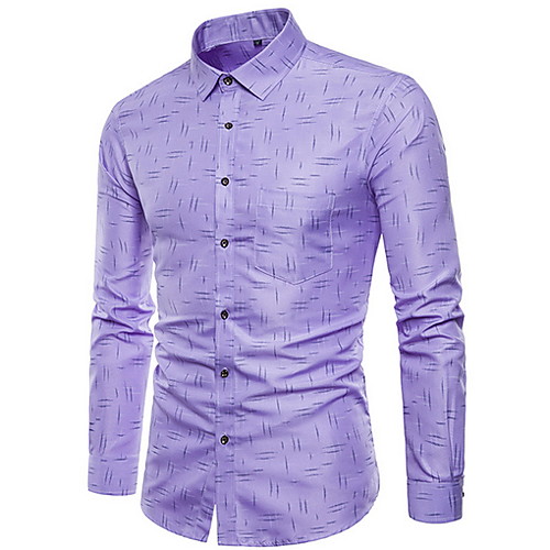

Men's Daily Work Business Shirt - Solid Colored Light Blue / Long Sleeve