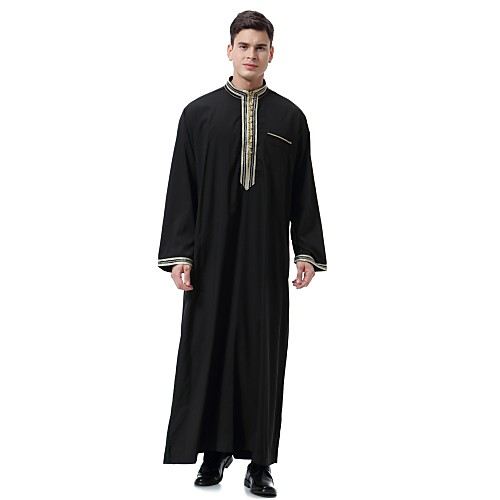 

Men's Daily / Holiday Vintage Fall / Winter Long Abaya, Solid Colored Stand Long Sleeve Polyester Camel / White / Black