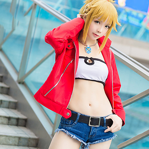 

Inspired by Fate / Apocrypha Mordred Anime Cosplay Costumes Japanese Cosplay Suits Sexy Long Sleeve Short Pant Coat Corset Belt For Women's / Shorts / Shorts