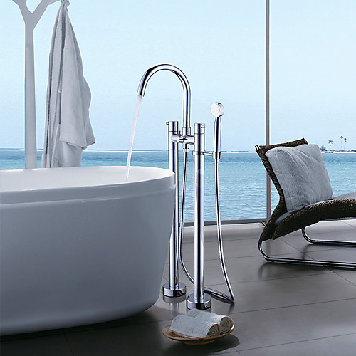 

Смеситель для ванны - Современный Хром Свободно стоящий Керамический клапан Bath Shower Mixer Taps / Одной ручкой Два отверстия