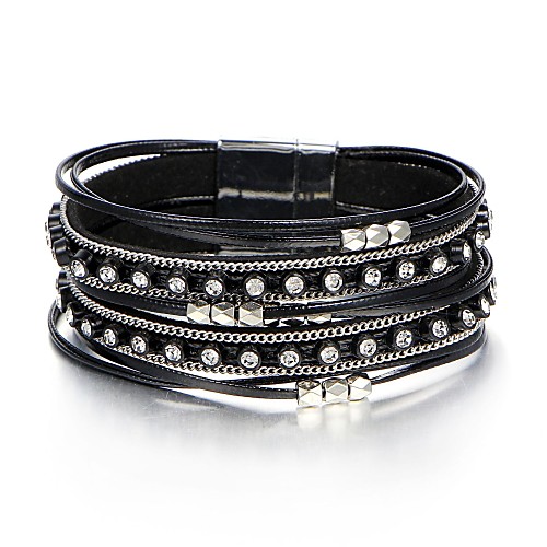 

Women's Wrap Bracelet Retro Ribbon Ladies Fashion Folk Style Stone Bracelet Jewelry Black For Daily