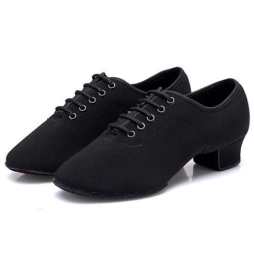 

Women's Dance Shoes Canvas Latin Shoes Splicing Oxford Cuban Heel Customizable Black / Performance / Leather / Practice / EU38