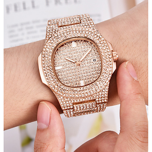 

Men's Bracelet Watch Wrist Watch Quartz Pave Silver / Gold / Rose Gold Calendar / date / day Creative Luminous Analog Luxury Sparkle Bling Bling fancy - Rose Gold Gold Silver One Year Battery Life