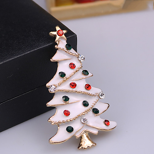 

Men's AAA Cubic Zirconia Brooches Classic Santa Suits Christmas Tree Classic Cartoon Cute Rhinestone Brooch Jewelry Gold Green White / White For Christmas Daily