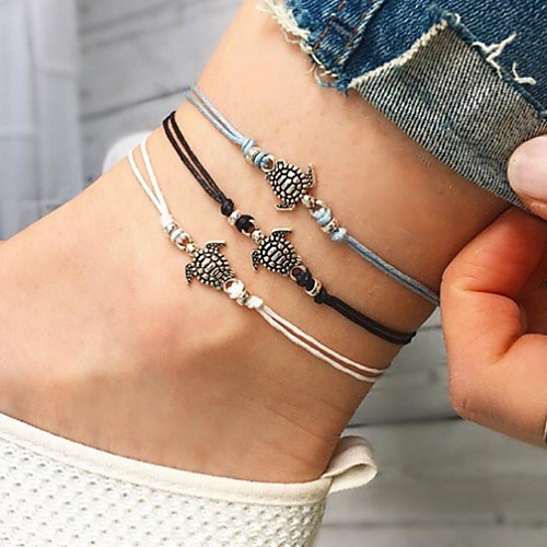 

Women's Loom Bracelet Pendant Bracelet Braided Turtle Animal Ladies Bohemian Fashion Cord Bracelet Jewelry White / Black / Blue For Street Going out