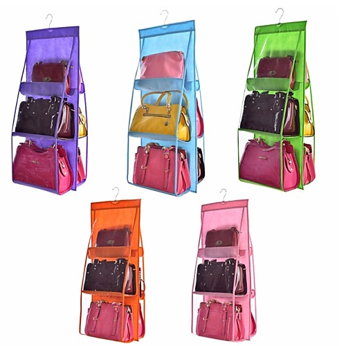 

двойная сторона прозрачная 6 карман складная сумочка сумка сумка для хранения различных аккуратный органайзер шкаф вешалка шкаф