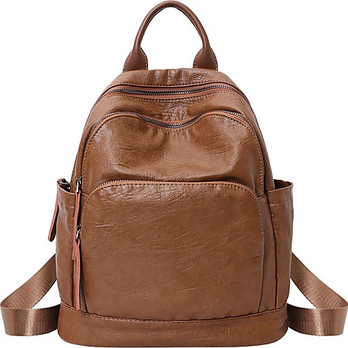 

Cowhide Zipper Commuter Backpack Daily Brown / Black