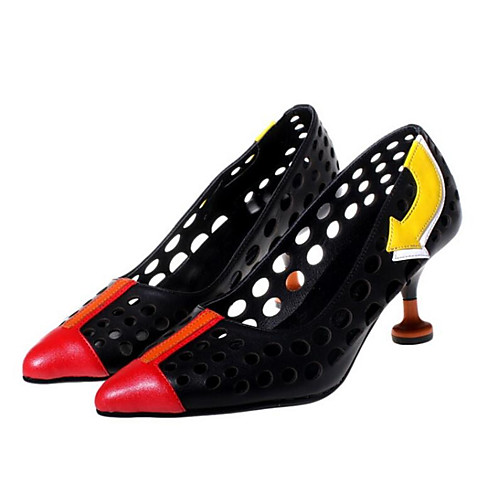 

Жен. Обувь на каблуках Балетки На шпильке Наппа Leather Осень Белый / Черный / Повседневные