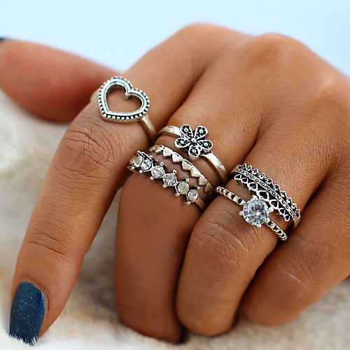 

Жен. Кристалл Старинный Кольцо Ring Set Сплав Сердце Цветы Дамы Винтаж Мода Модные кольца Бижутерия Серебряный Назначение Повседневные Для улицы 6