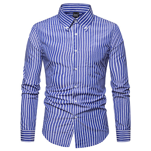 

Men's Daily Work Business / Basic Shirt - Striped Blue