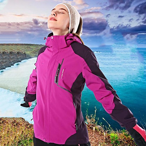 

Women's Hiking 3-in-1 Jackets Winter Outdoor Waterproof Windproof Breathable Rain Waterproof 3-in-1 Jacket Winter Jacket Waterproof Camping / Hiking Hunting Ski / Snowboard Purple / Ivory / Fuchsia