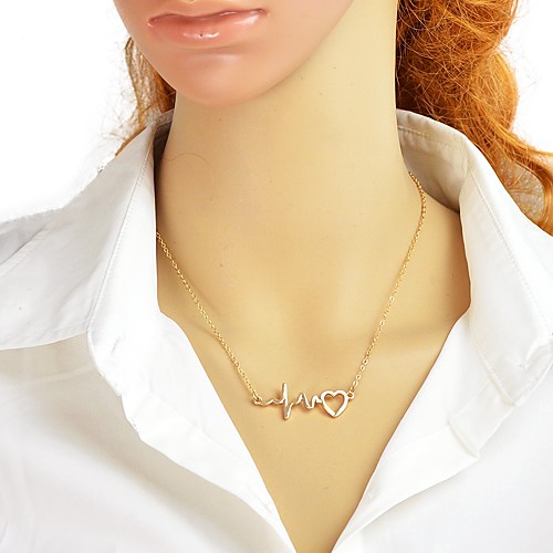 

Women's Pendant Necklace Single Strand Heart Lucky heartbeat Ladies Simple Fashion Alloy Gold Black Silver 44.5 cm Necklace Jewelry 1pc For Party / Evening School