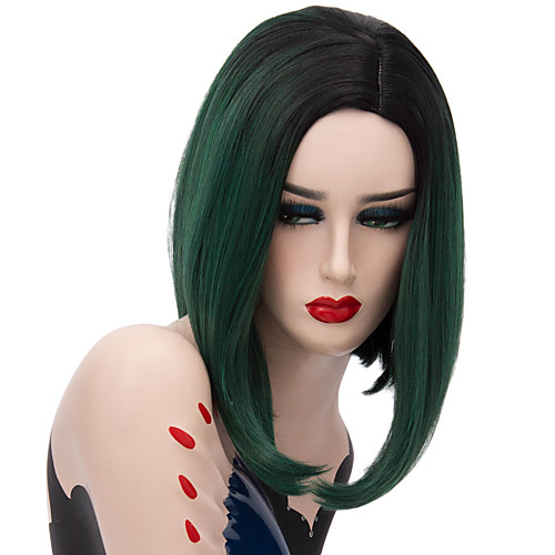 

Wig Accessories Прямой Minaj Стиль Средняя часть Без шапочки-основы Парик Зеленый Черный / Темно-зеленый Искусственные волосы 12 дюймовый Жен. Модный дизайн Зеленый Парик Короткие