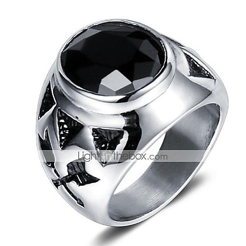 

Men's Band Ring Statement Ring 1pc Black Titanium Steel Glass Circle Geometric Vintage Punk Army Halloween Daily Jewelry Vintage Style 3D Cool
